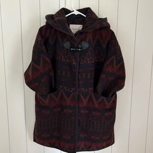 Coldwater Creek Red and Rust Patterned Jacket Aztec Geometric Boho